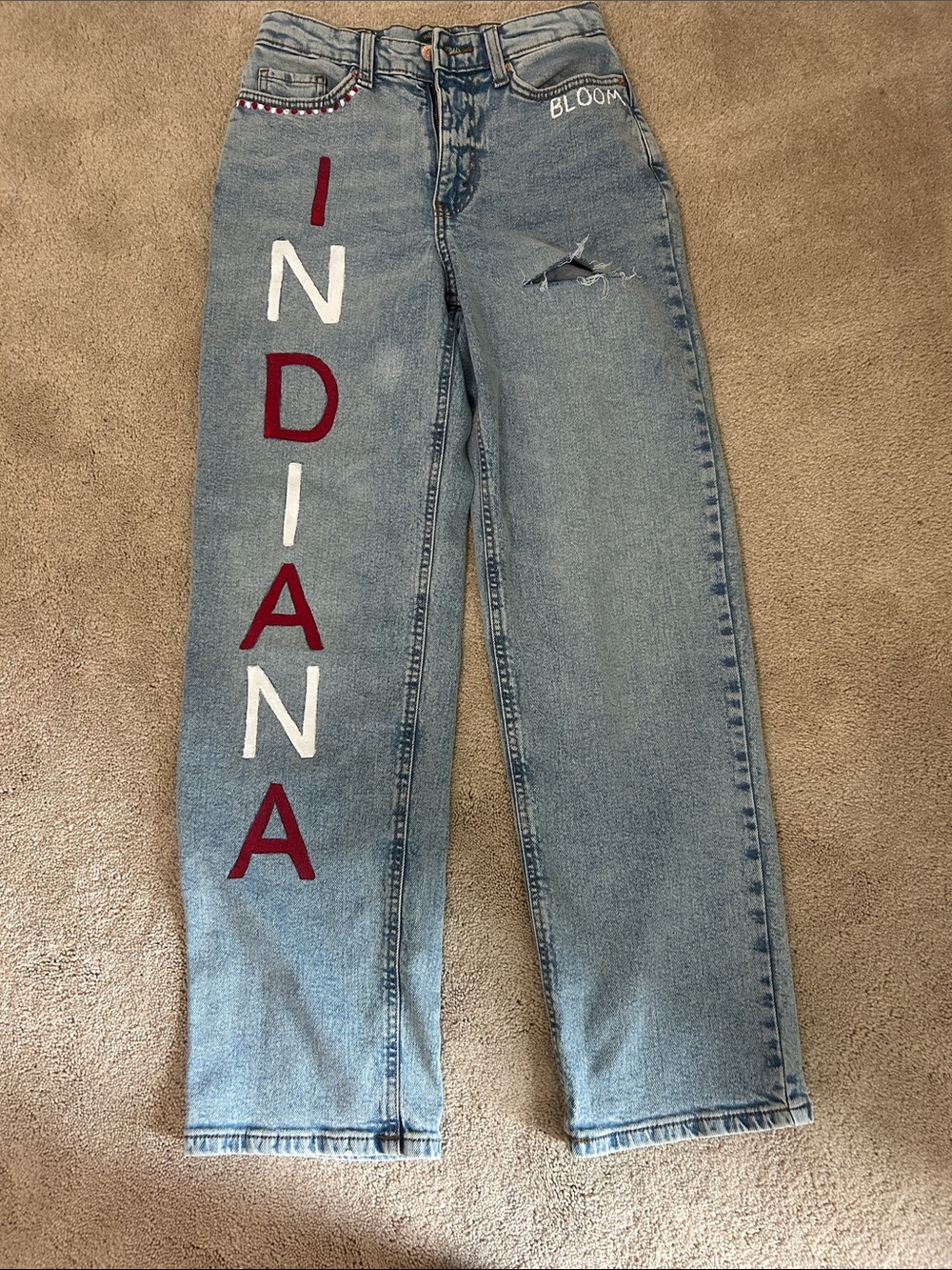 wild fable Light Blue Straight-Leg Jeans with Red & White 'INDIANA' Lettering